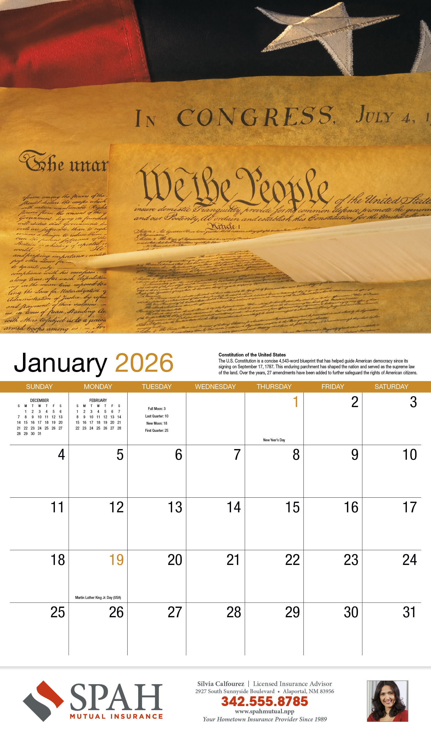 HotLine® Products American History Appointment Calendar - Stapled 3