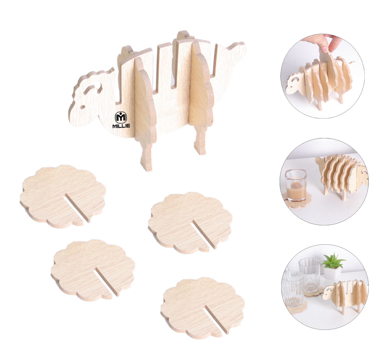 Creative Lamb Wooden Coaster 2