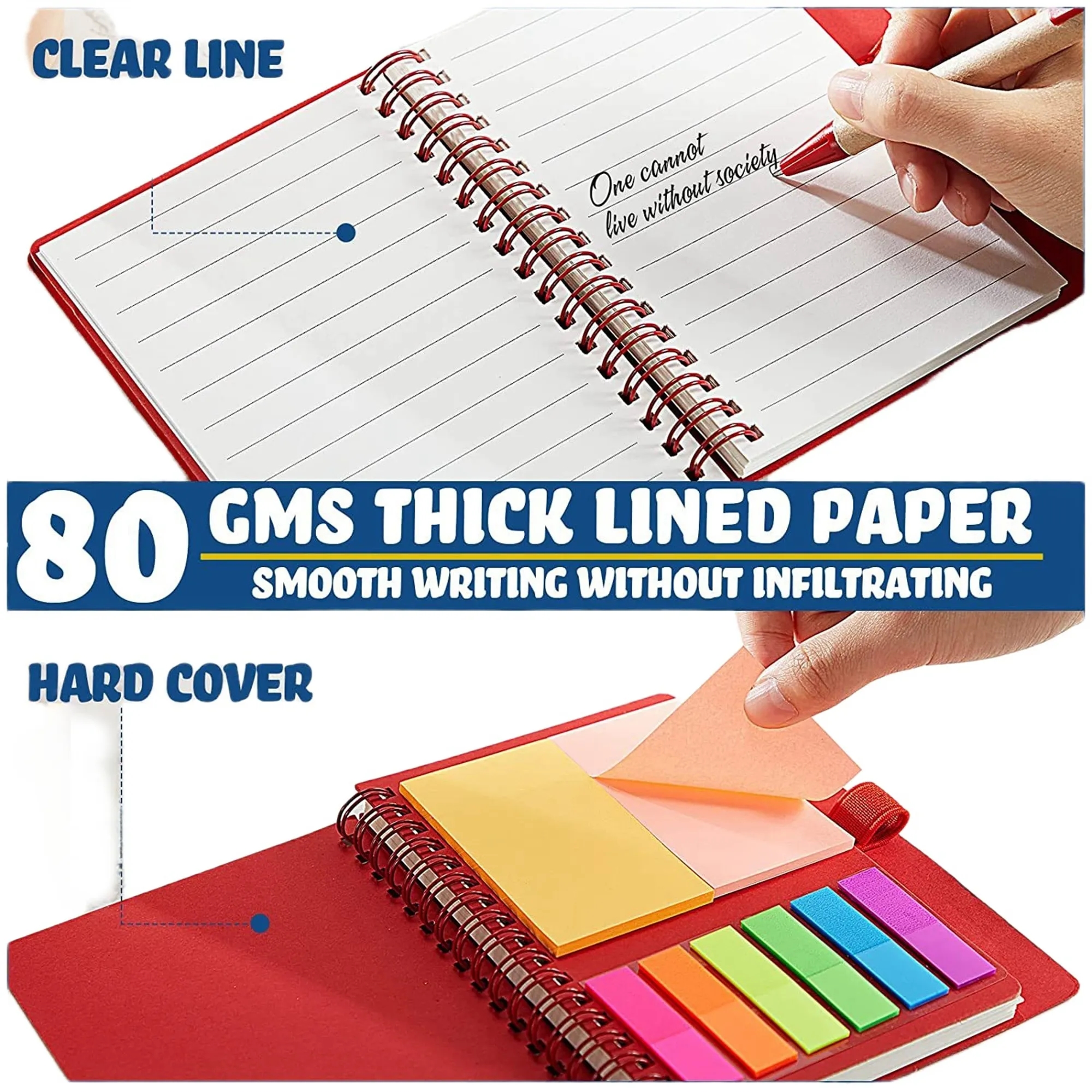 Colored Sticky Note Index Tab Spiral Notebook 8