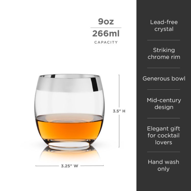 Viski® Chrome Rim Crystal Tumbler, set of 2 7