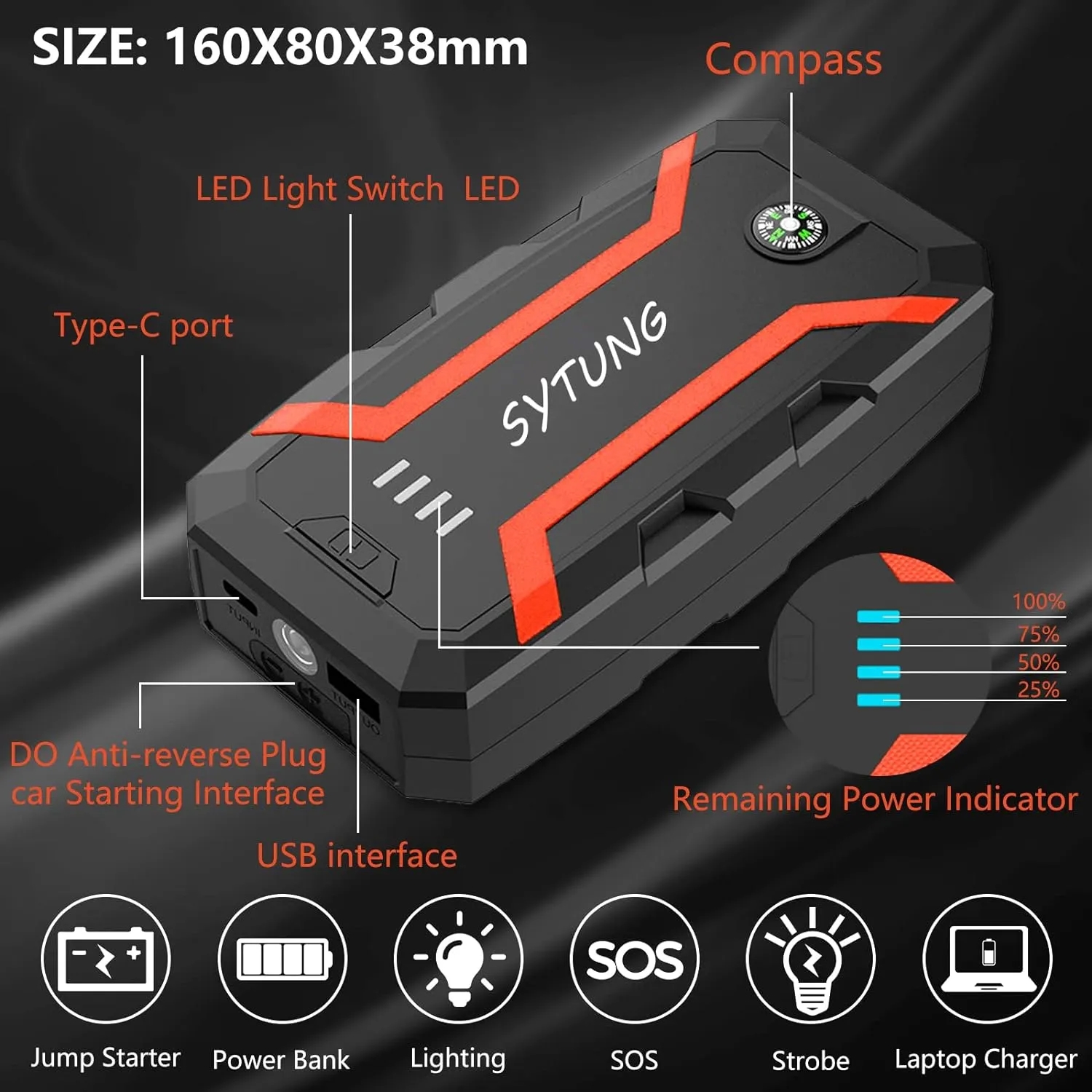 Hot Selling Multi-Function Car Emergency Booster Battery 2