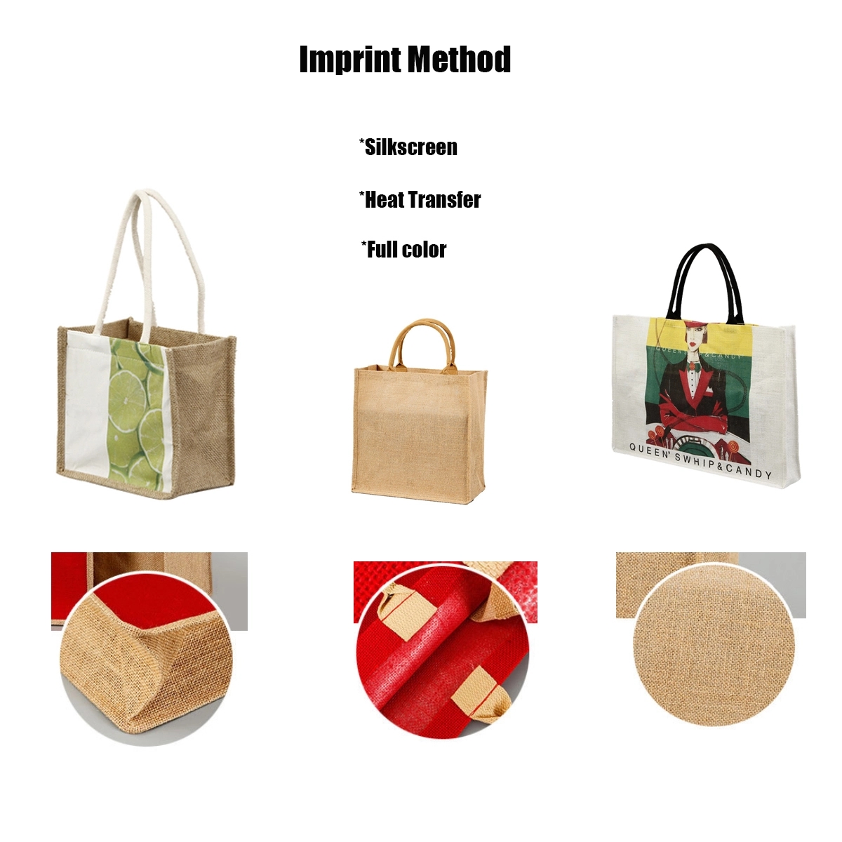 Jute/Burlap Handles Gift Shopping Bag, custom tote bag with logo imprint 2