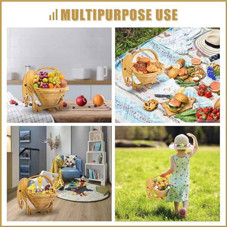 Foldable Bamboo Elephant Fruit Basket 6
