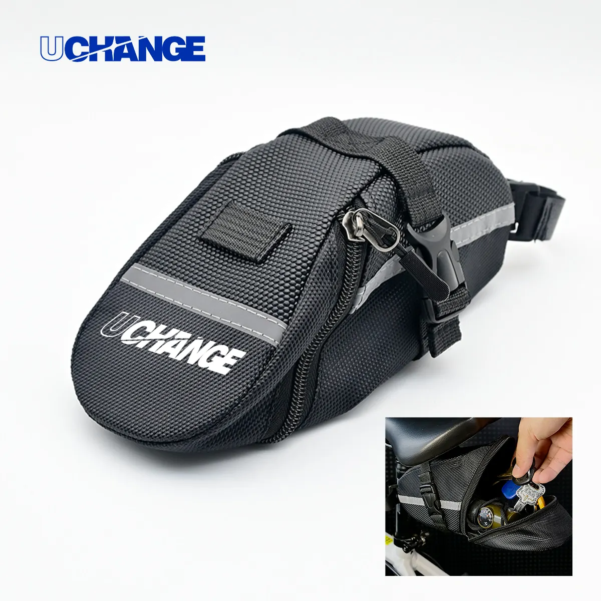 Reflective Nylon Bike Saddle Bag Under-Seat Storage 3
