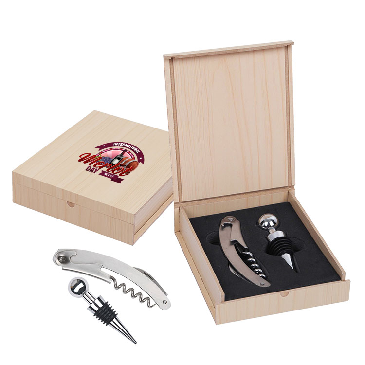Low MOQ Light Case Set Stainless Wine Opener and Stopper 4