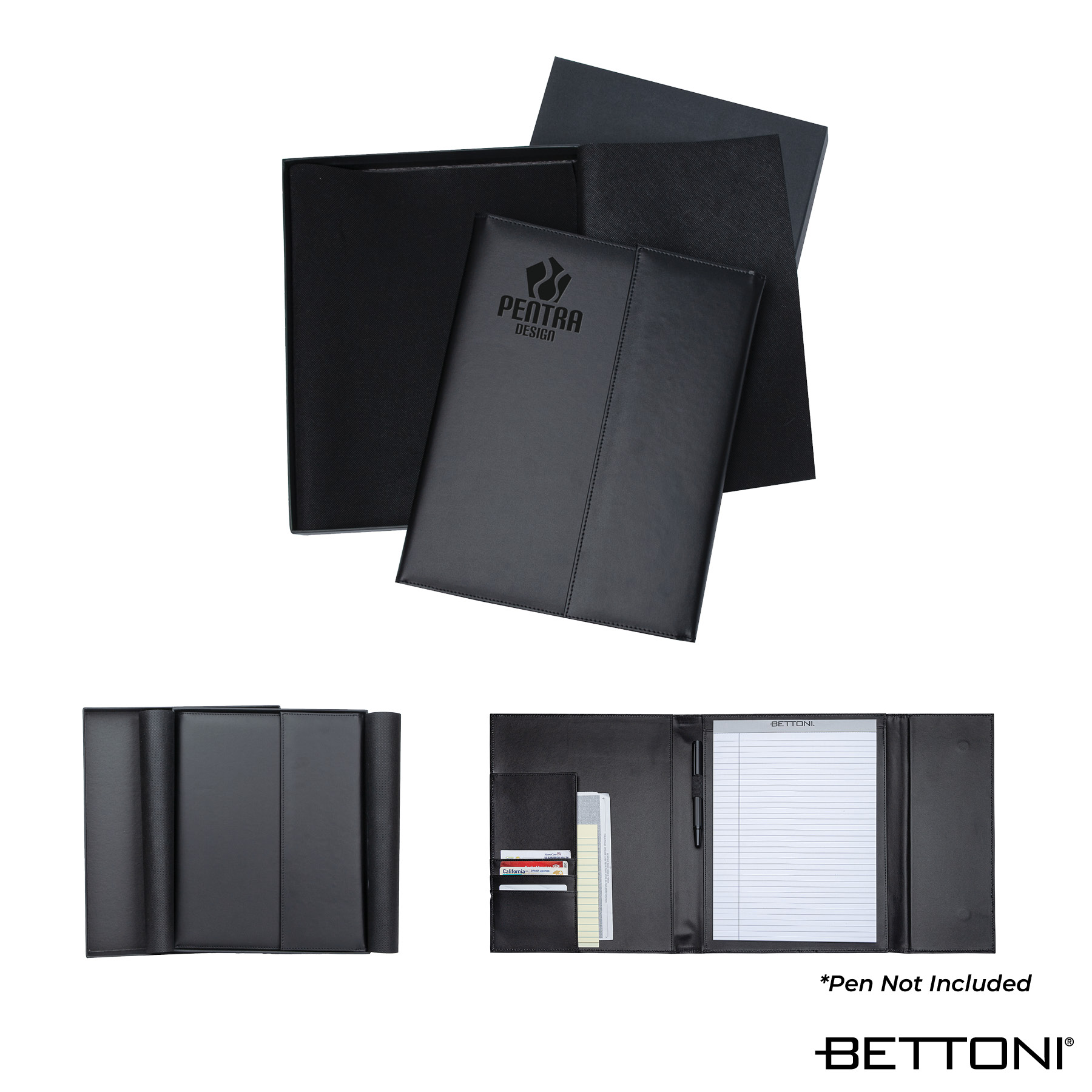 Bettoni®  Atrani Bonded Leather Letter Size Padfolio 4