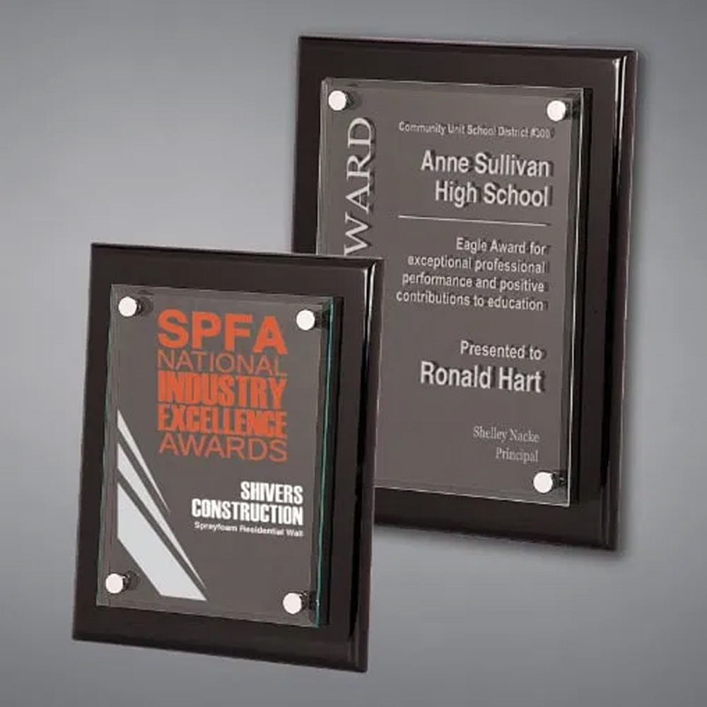 BLACK PIANO FINISH FLOATING ACRYLIC PLAQUE (SMALL) 2