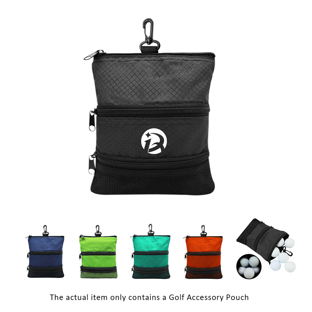 Golf Accessory Pouch with Carabiner and Zipper Pockets 3