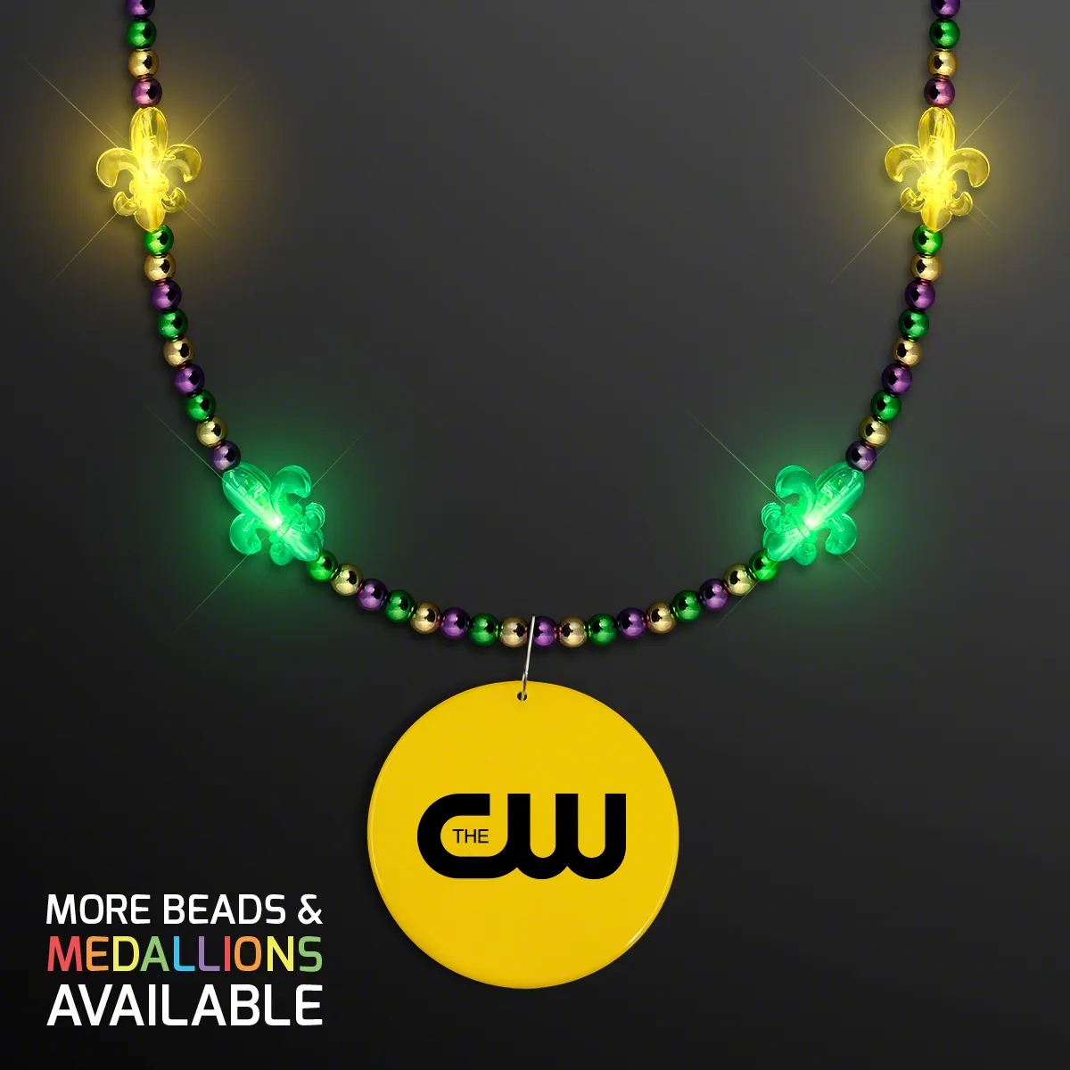 Light Up Fleur de Lis Jewelry, Mardi Gras Medallion 1