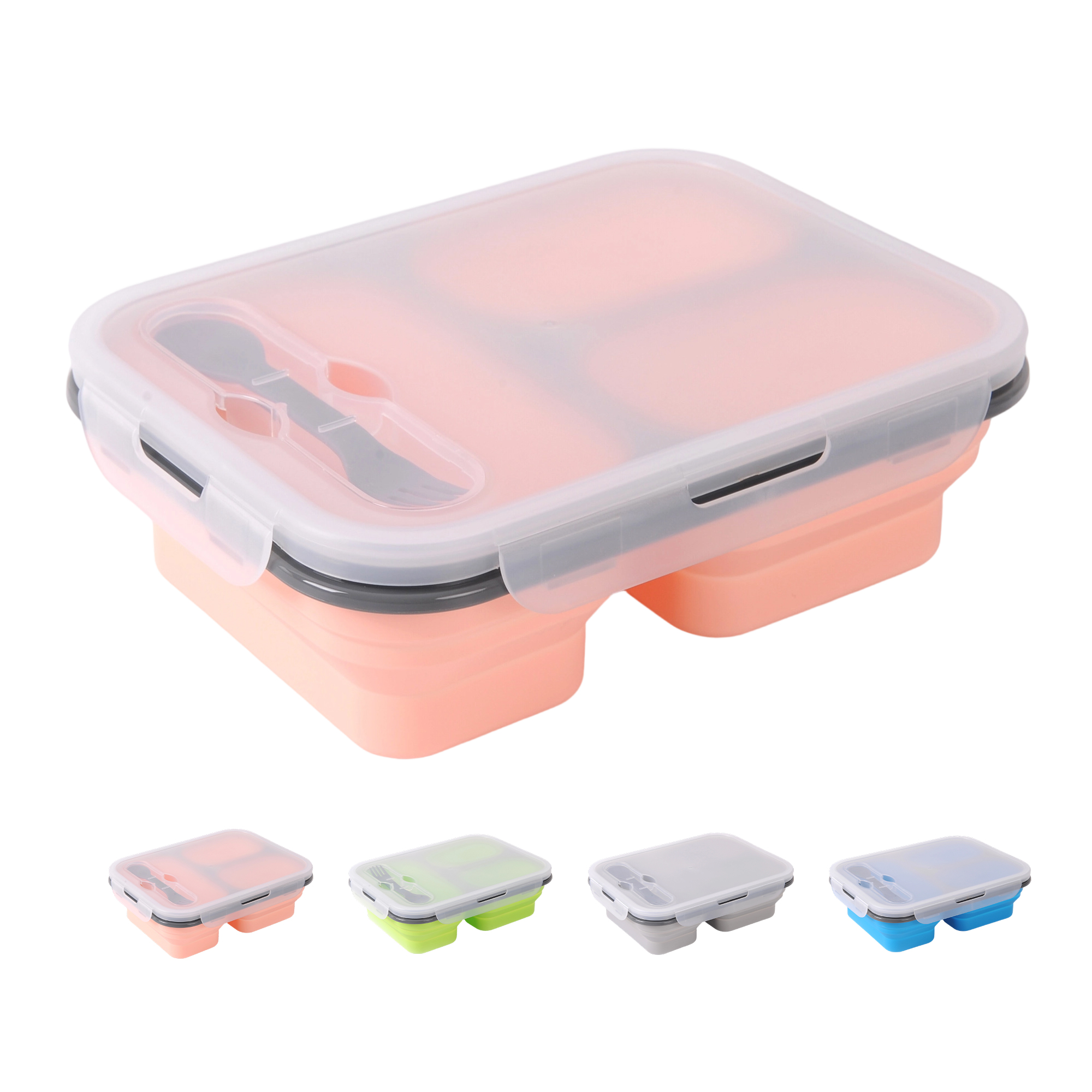 Collapsible Food Grade Silicone Lunch Box 9.36" x 6.83" x 1.37" 3