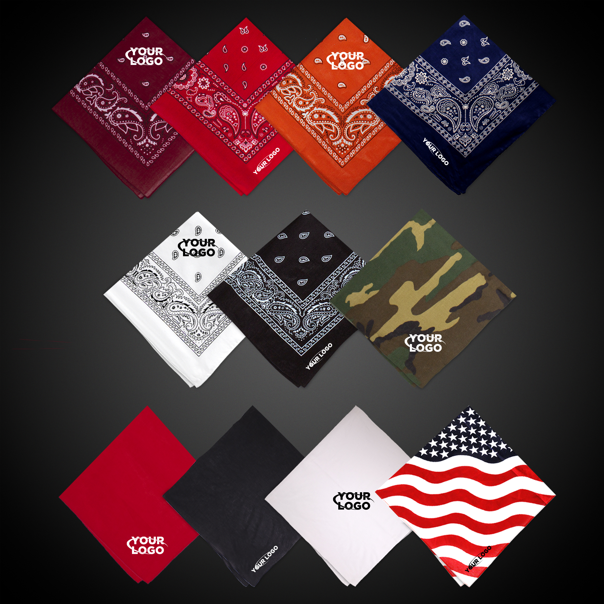 Cotton Bandana 22" x 22" - Variety of Colors 2