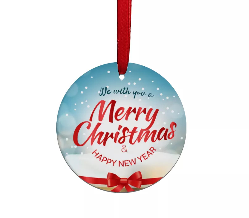 Round Aluminum Double-Sided Christmas Ornament 3