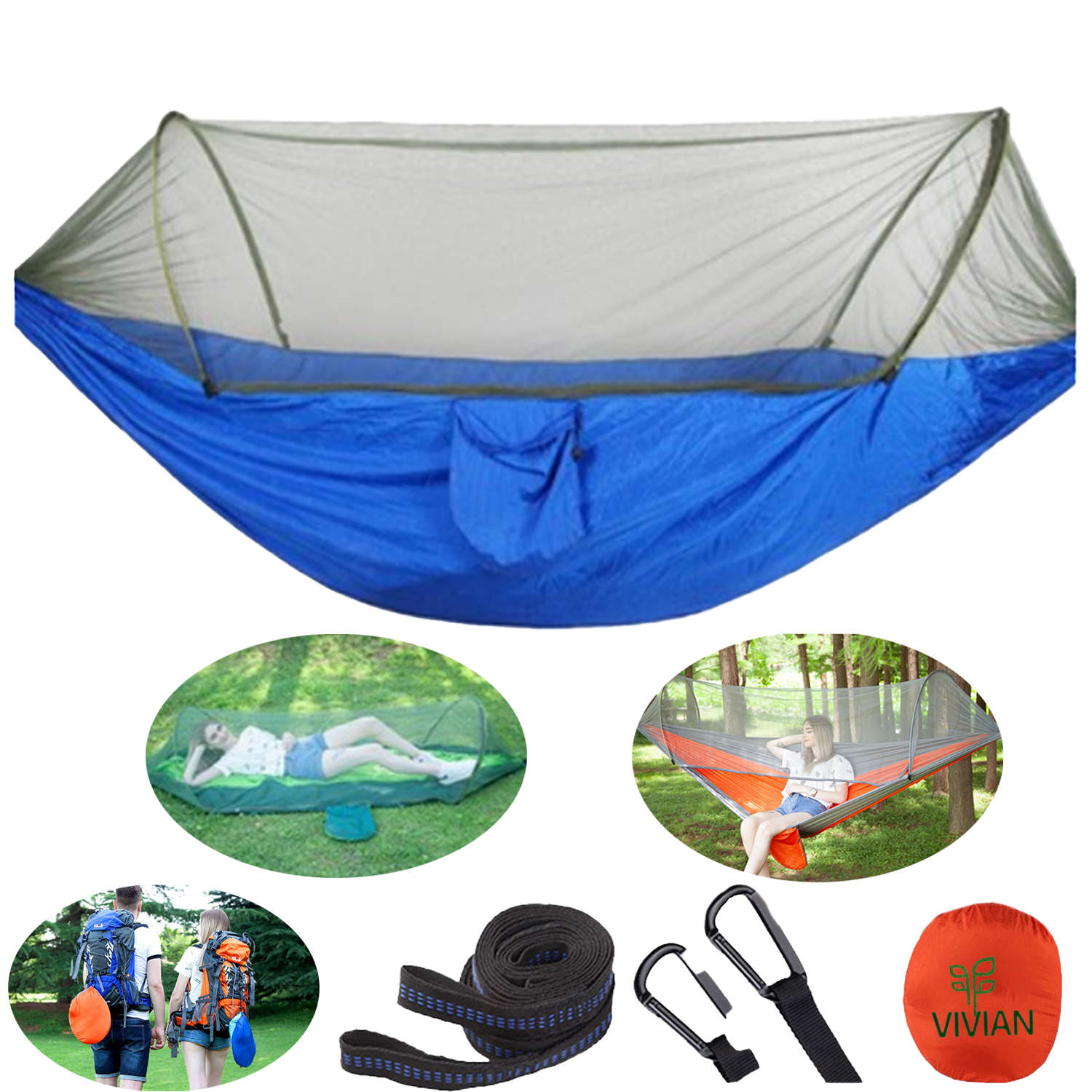 Outdoor multi function portable camping hammock with mosquit 2