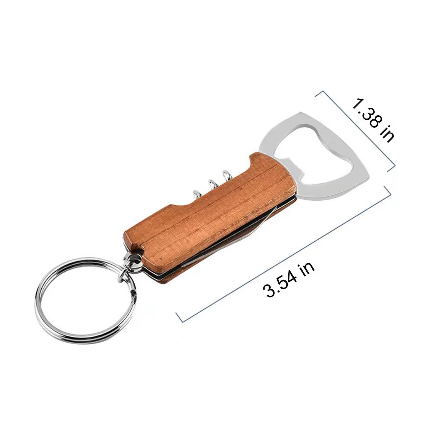 Wooden Bottle Opener Keychain w/ Knife 8