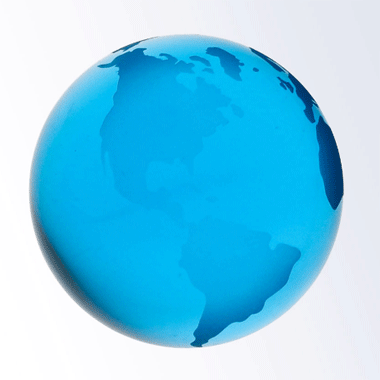BLUE OPTIC CRYSTAL GLOBE PAPERWEIGHT 1