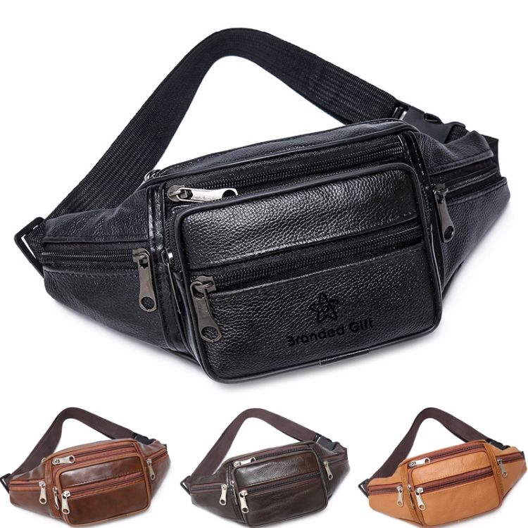 Fanny Pack Waist Bag Multifunction Genuine Leather 3