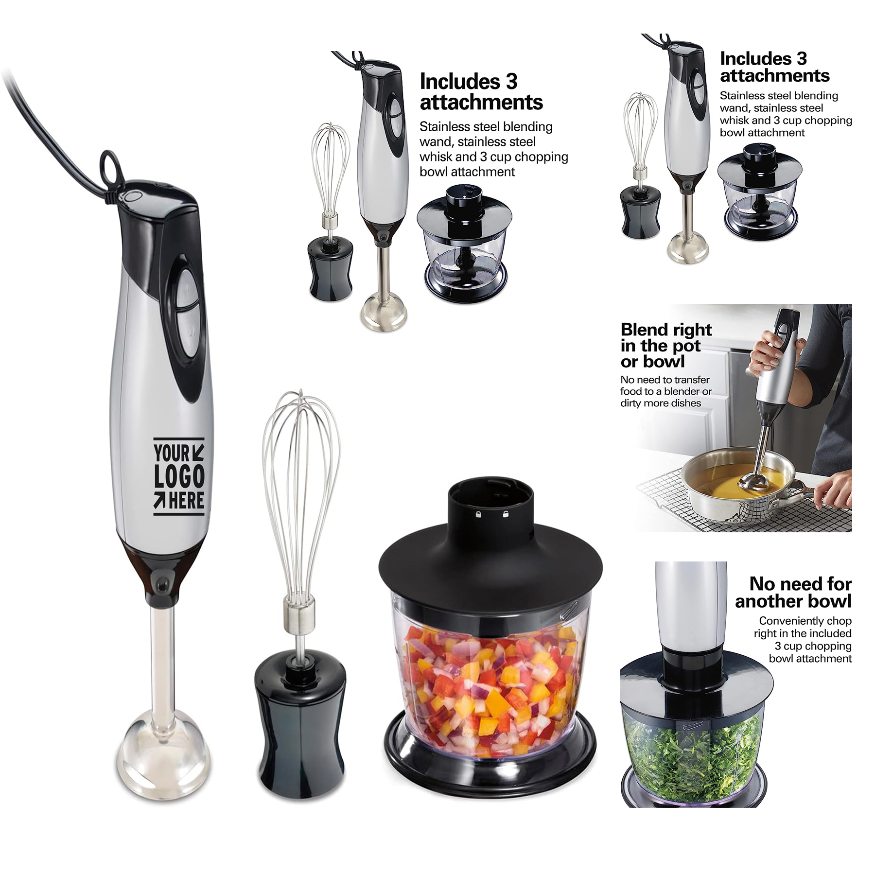 4-in-1 Electric Immersion Hand Blender with Handheld Blending Stick