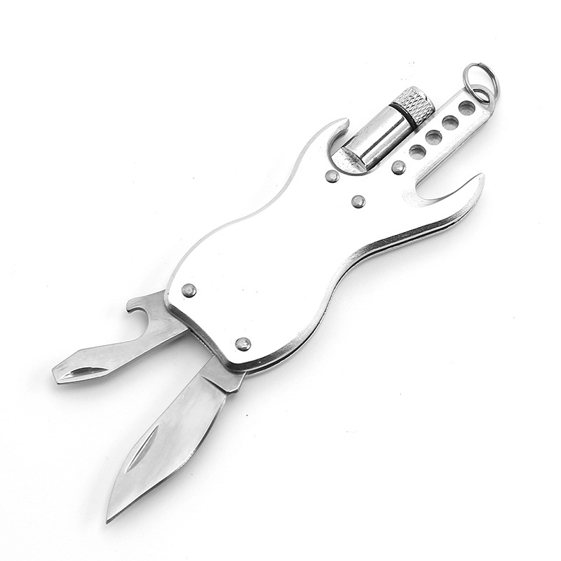 3-in-1 Mini Guitar-Shaped Multitool w/Keychain Knife 5