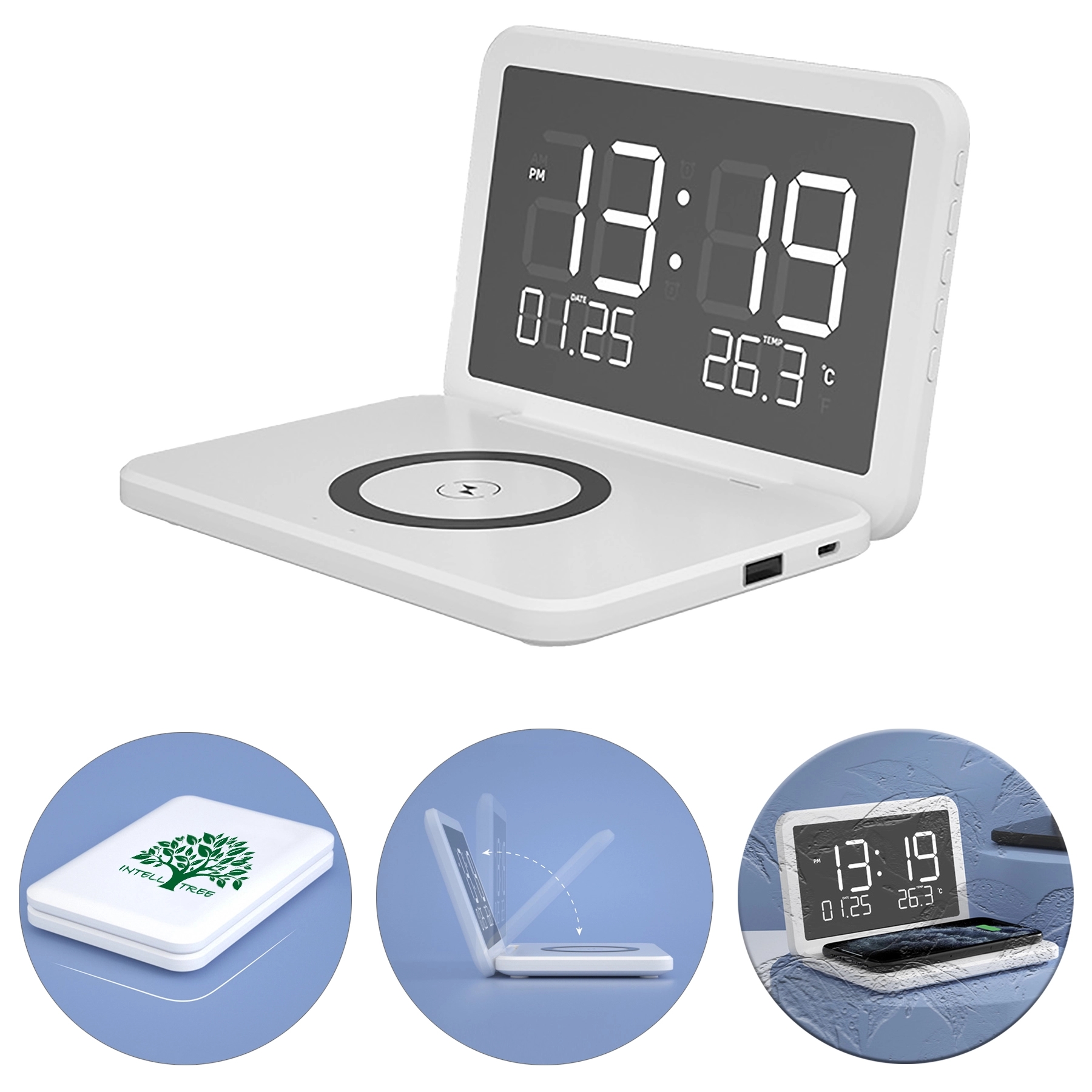 Alarm Clock With Wireless Charging Led Display 2