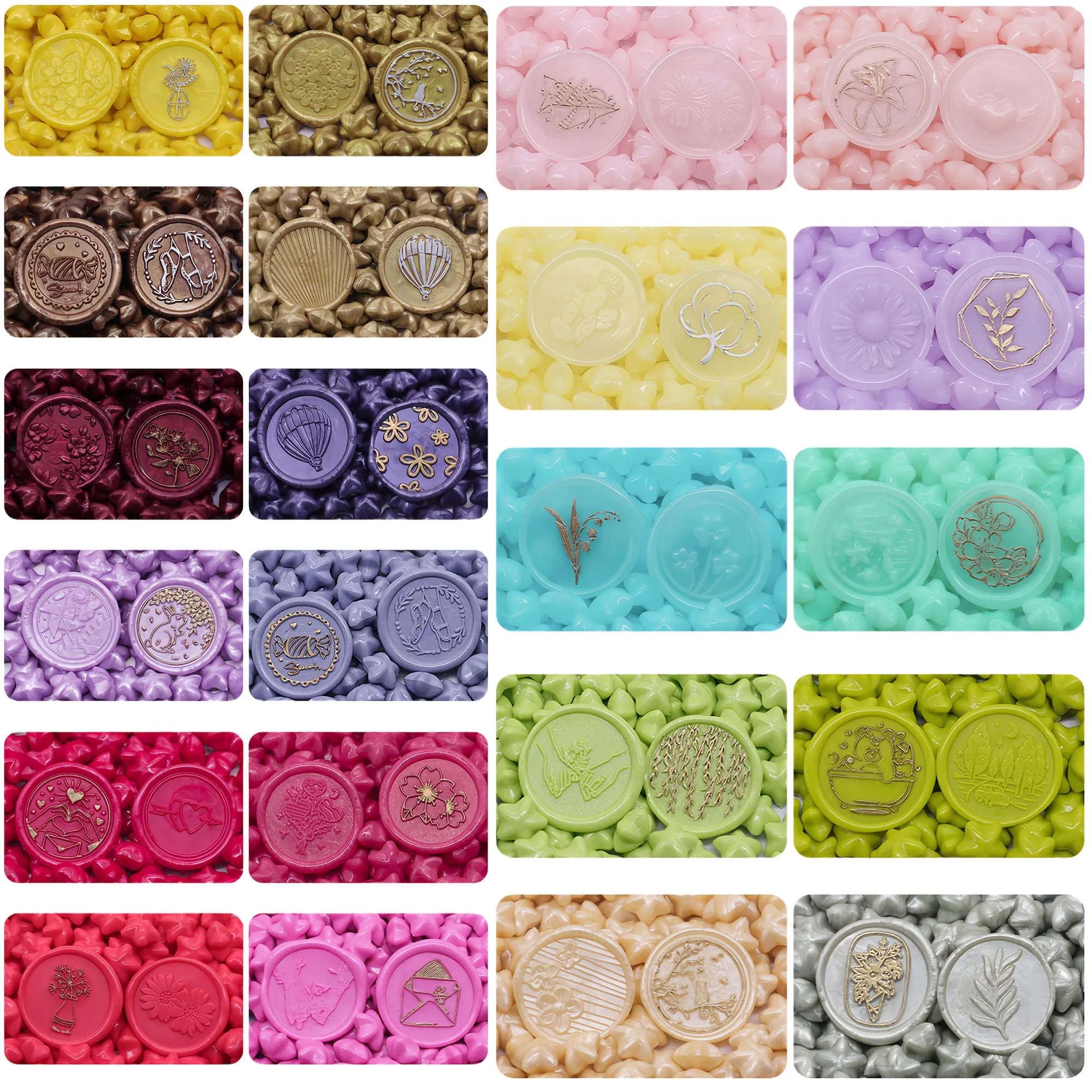 Stunning 24 Grid Star Wax Seal Pellets Macaron Colors Set 3