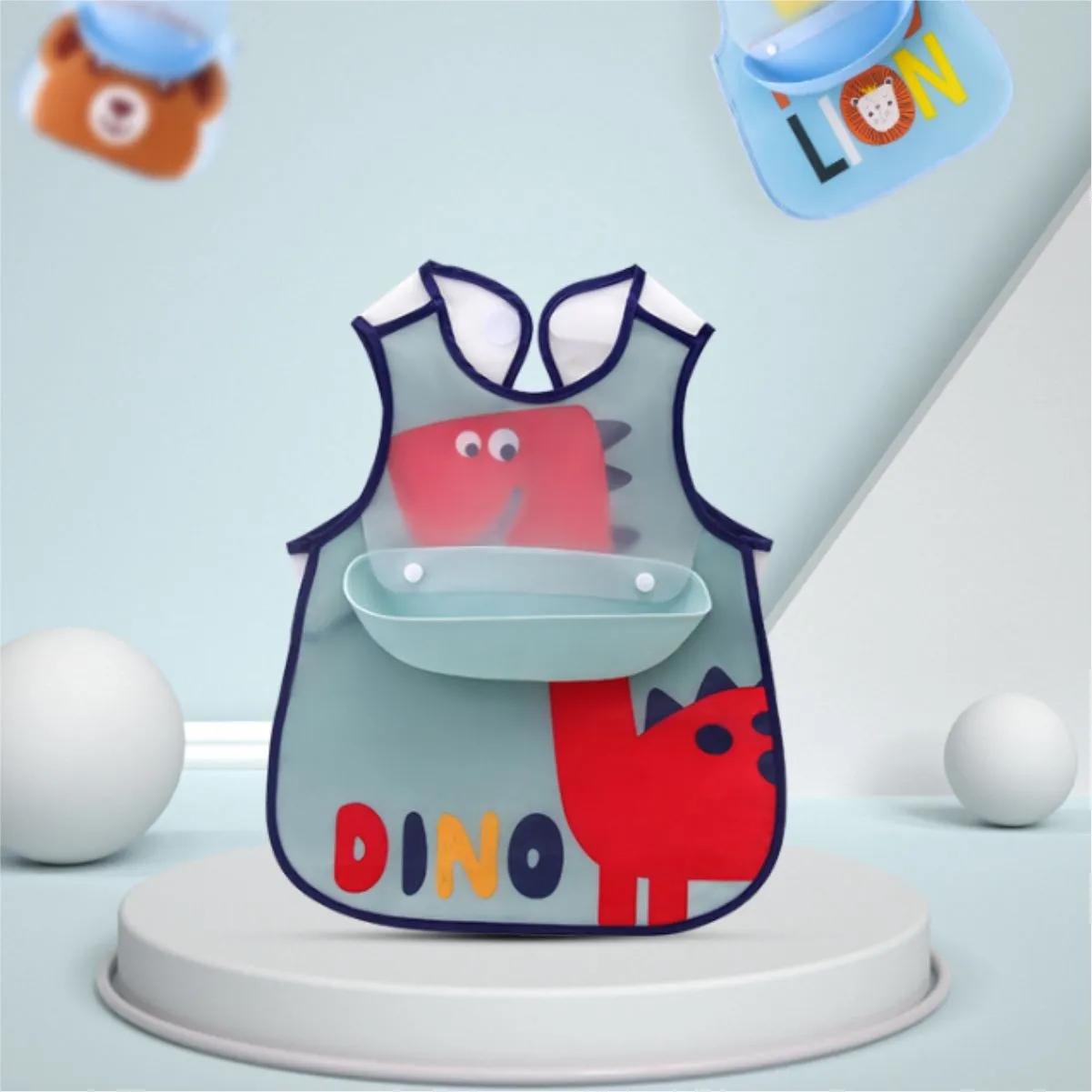 Waterproof Baby Smock Bib With Food Catcher Pocket 2