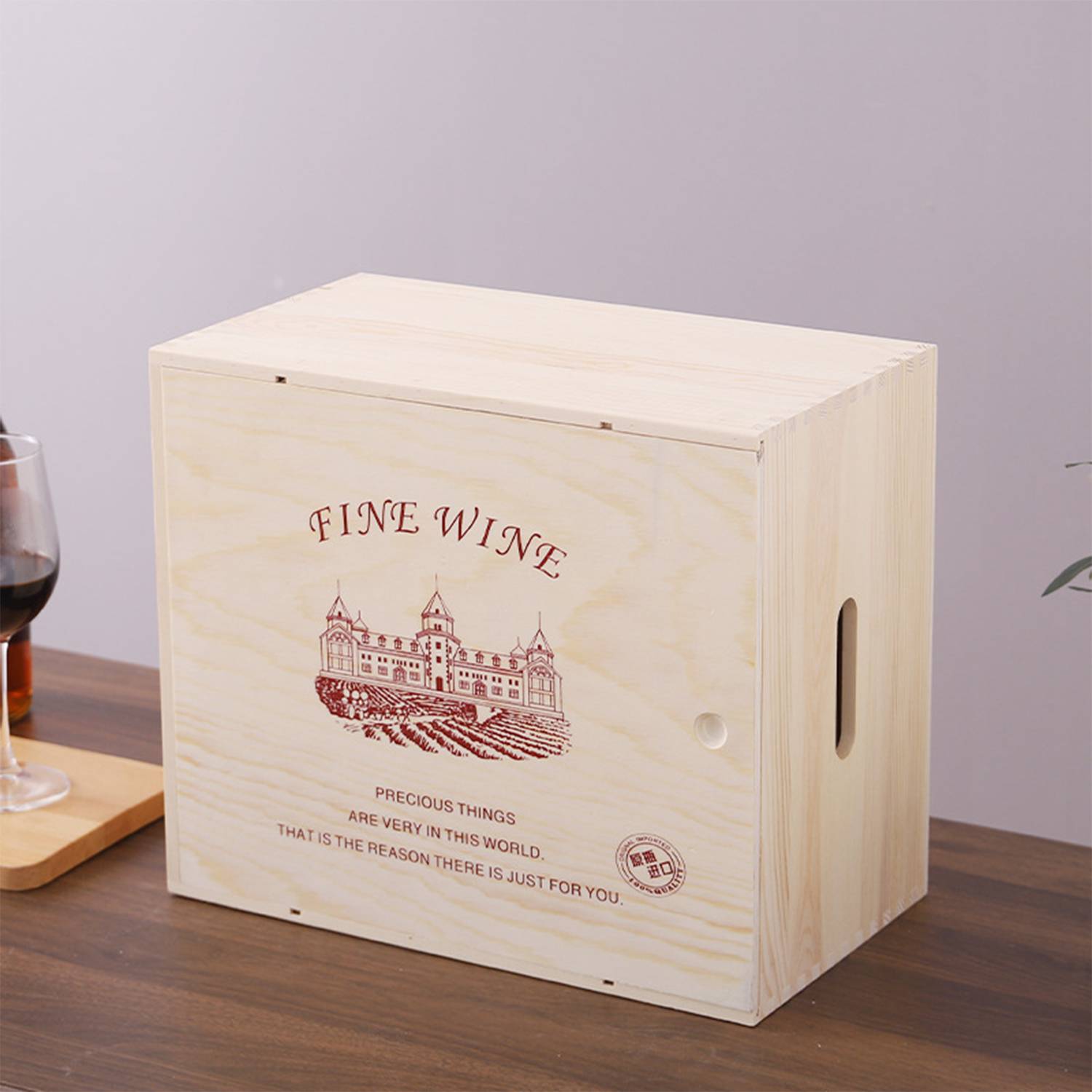 6-Bottle Wood Wine Box 7