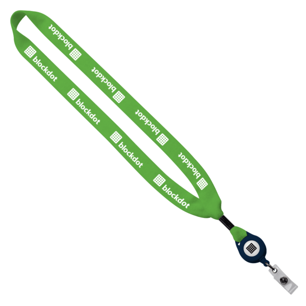 3/4" Cotton Lanyard with Metal Crimp & Retractable Badge Reel 211