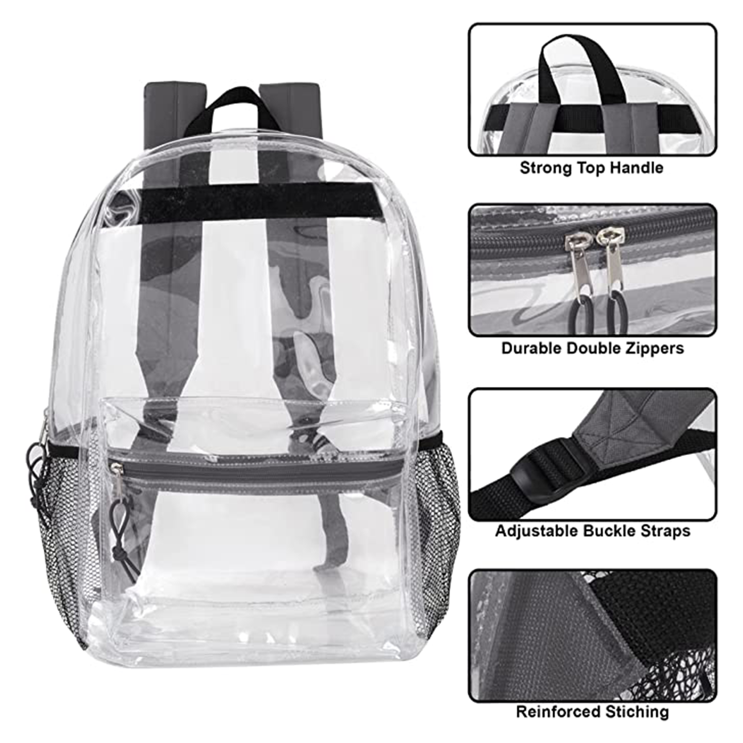 Pvc Clear Backpack With Reinforced Straps 3