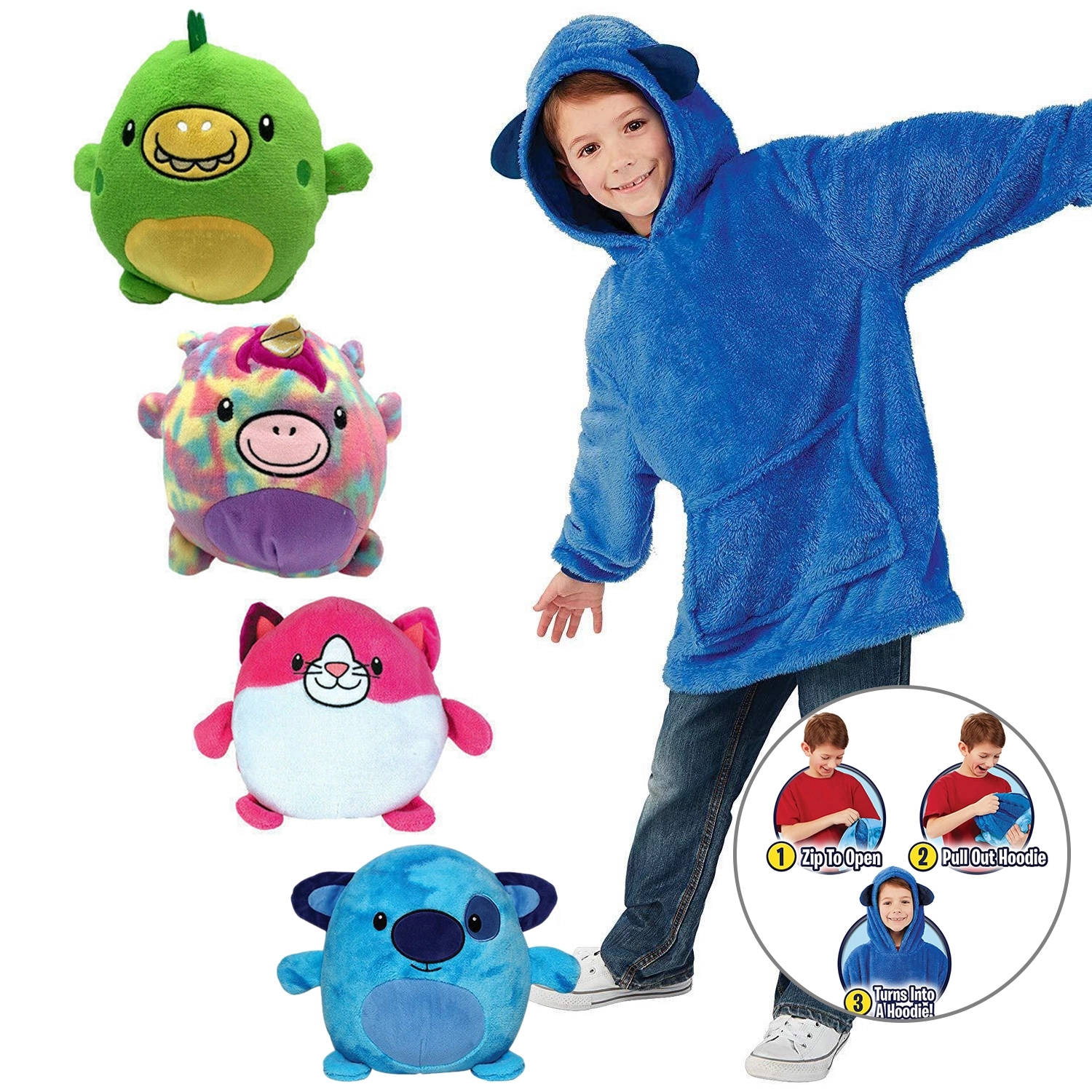 Kids Cartoon Hooded Blanket Pajama 2