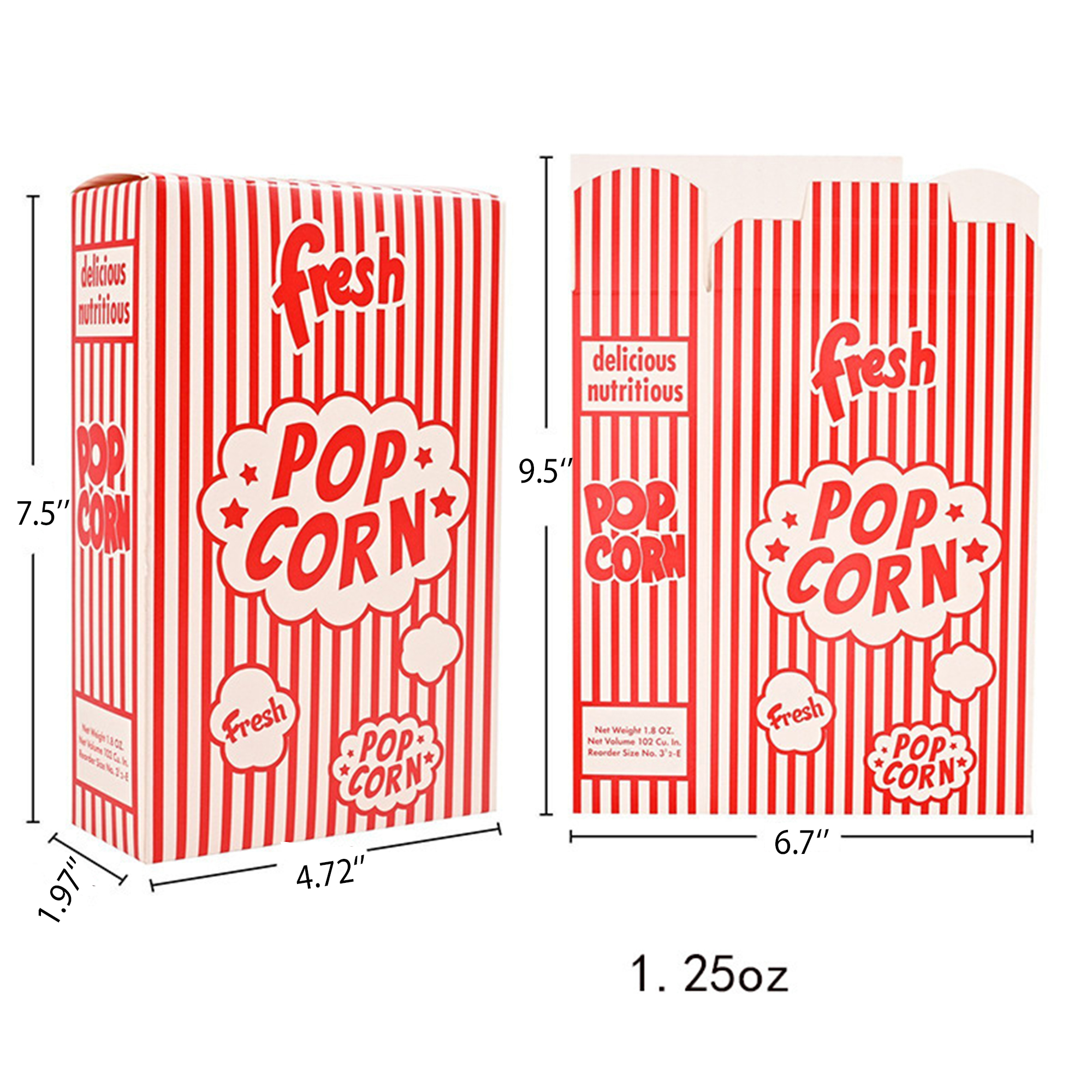 Red & White Striped Popcorn Containers for Movie Night 1