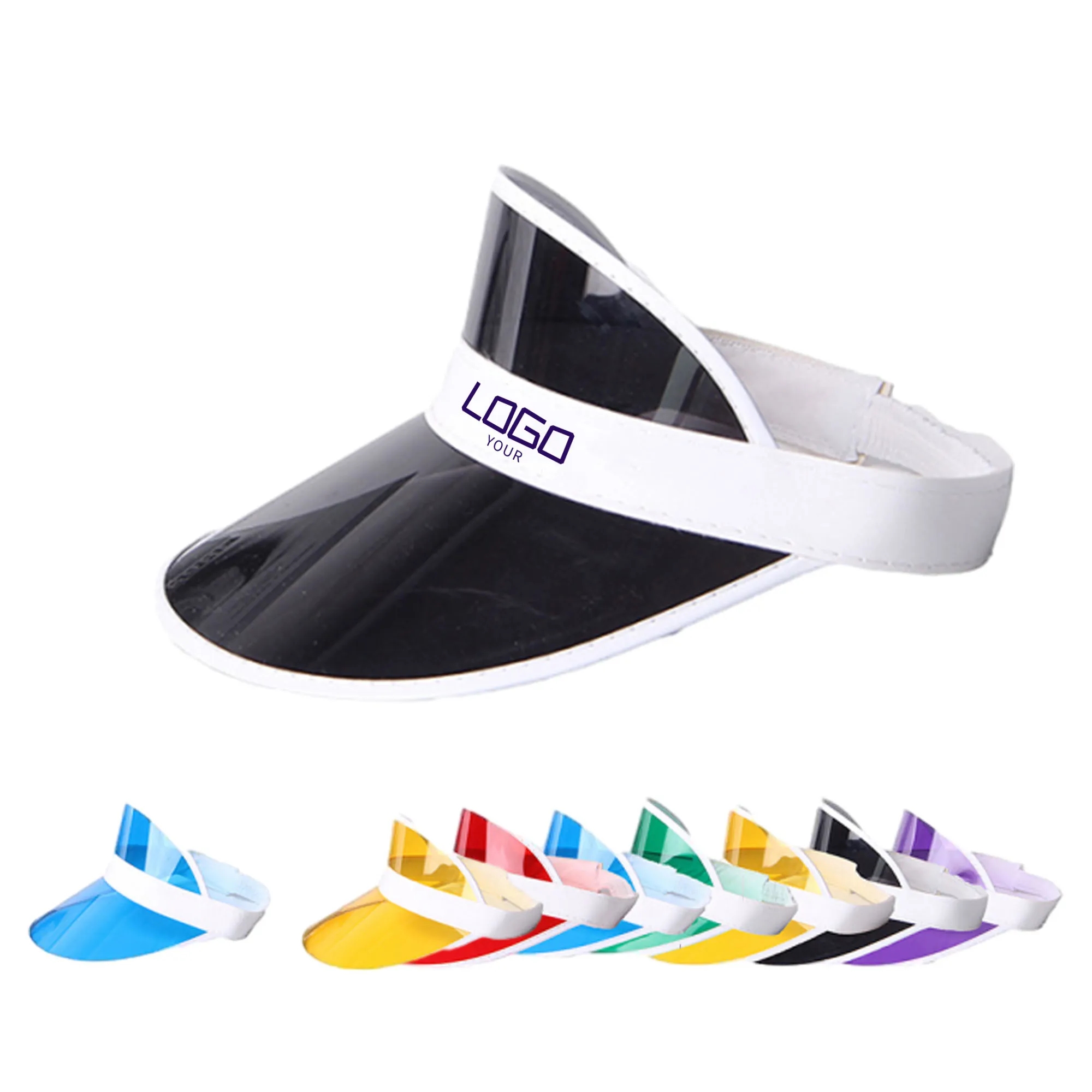 Clear Colored Plastic Sun Visor Hat MOQ 50 1