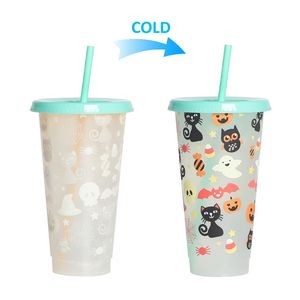 Glow In The Dark 710ml Halloween Plastic Luminous Color Changing Cup 8