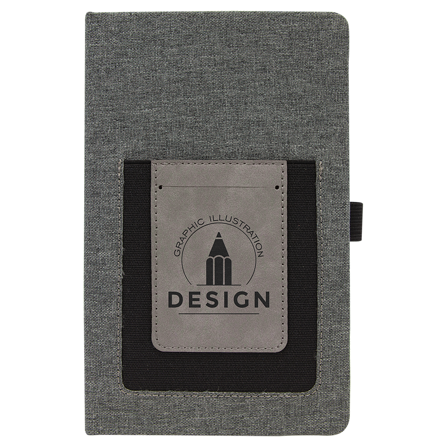 5 1/4" x 8 1/4" Gray w/Gray Leatherette Journal with Cell/Card Slot 1