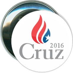 Cruz, Flame Logo on White, Political Button