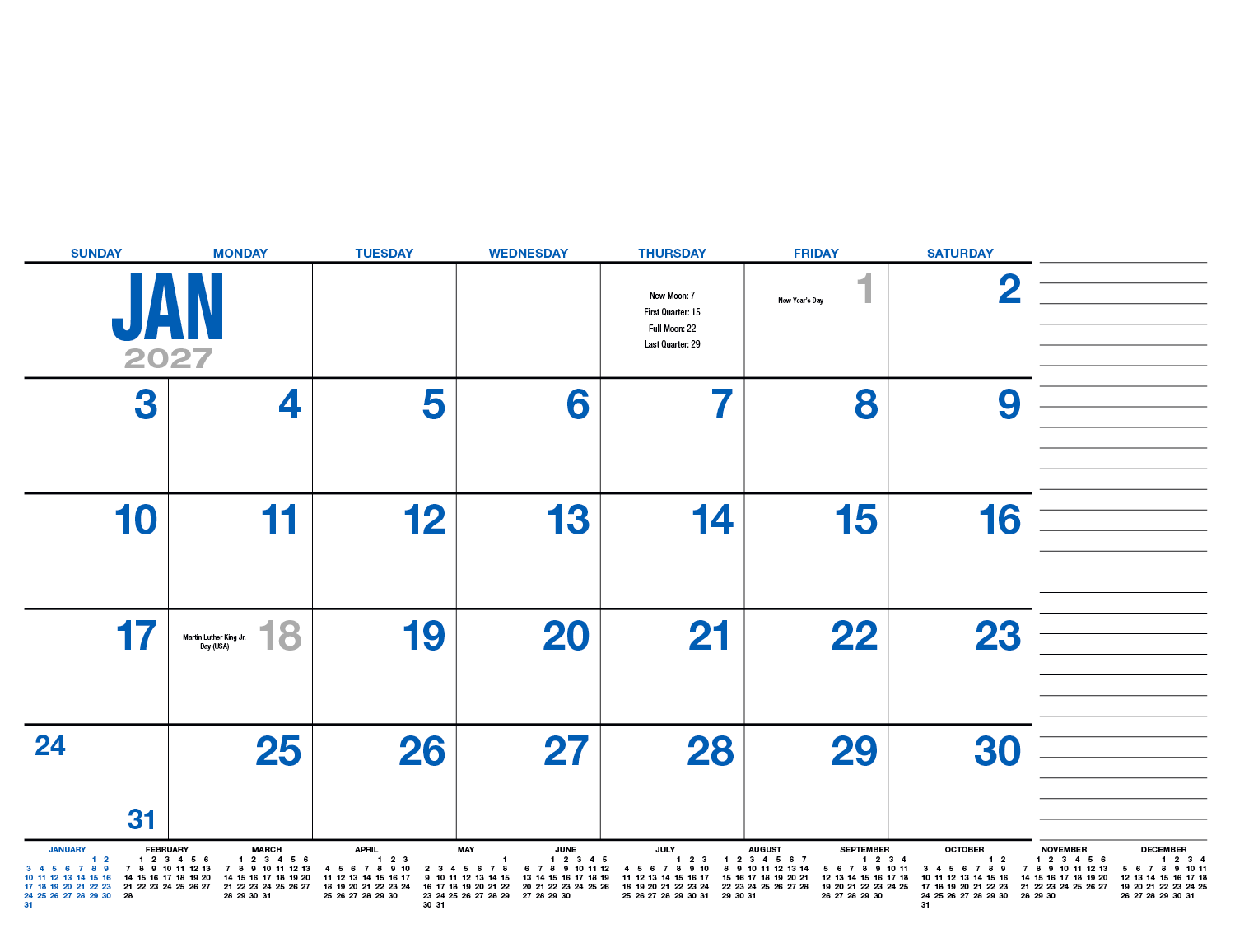 HotLine® Products 13-Month Desk Pad Calendar 85
