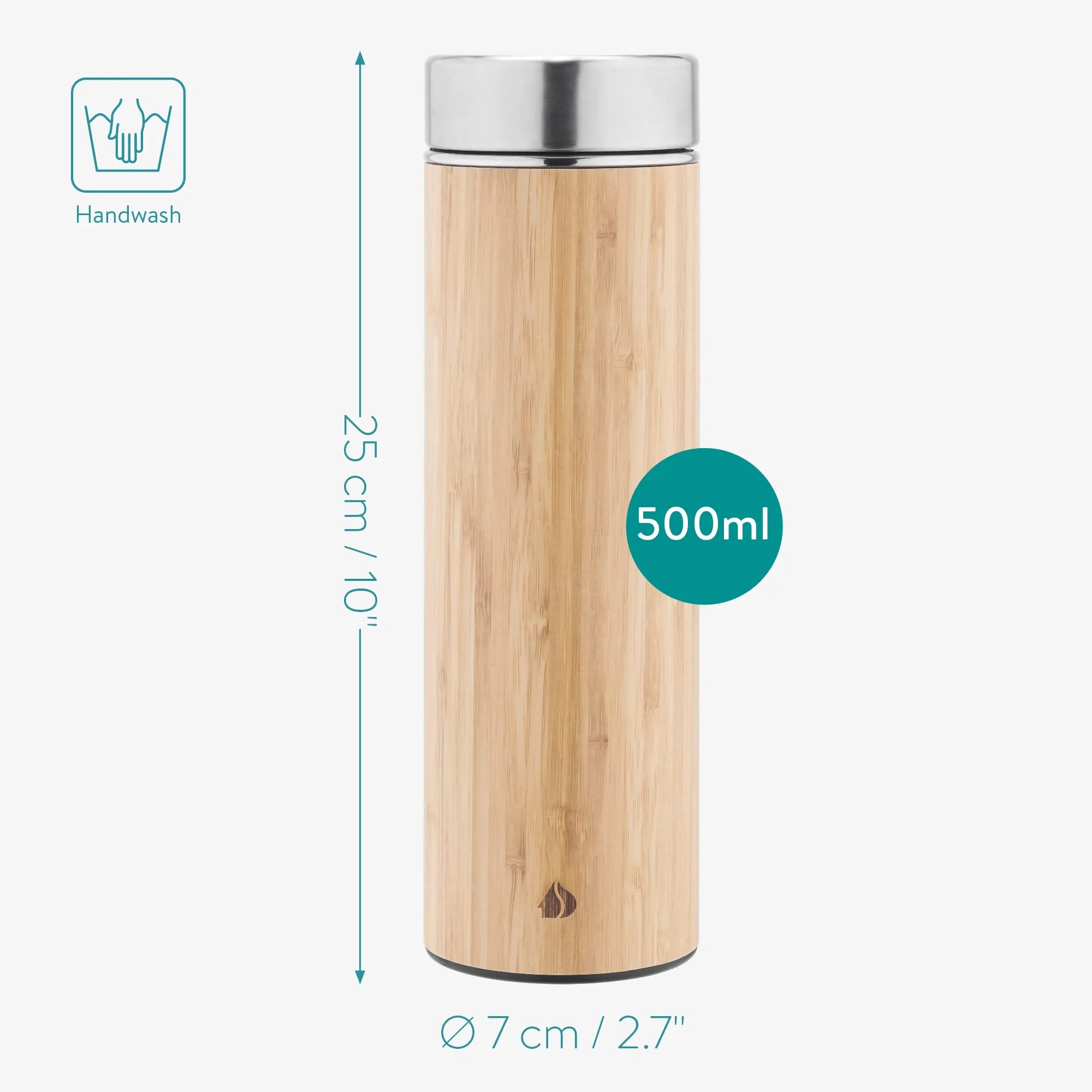 Bamboo Tea Infuser Bottle with Stainless Steel Strainer, custom water bottle with logo imprint 4