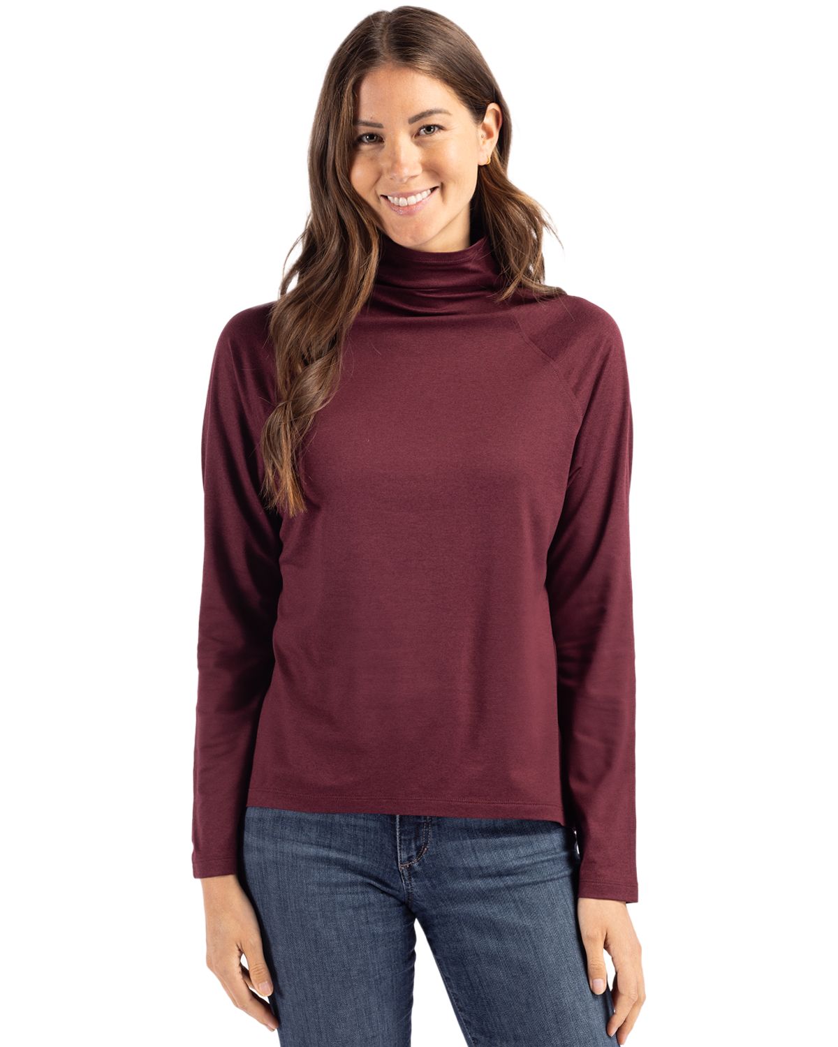 Cutter & Buck Coastline Recycled Double Peached Womens Funnel Neck Pullover 2