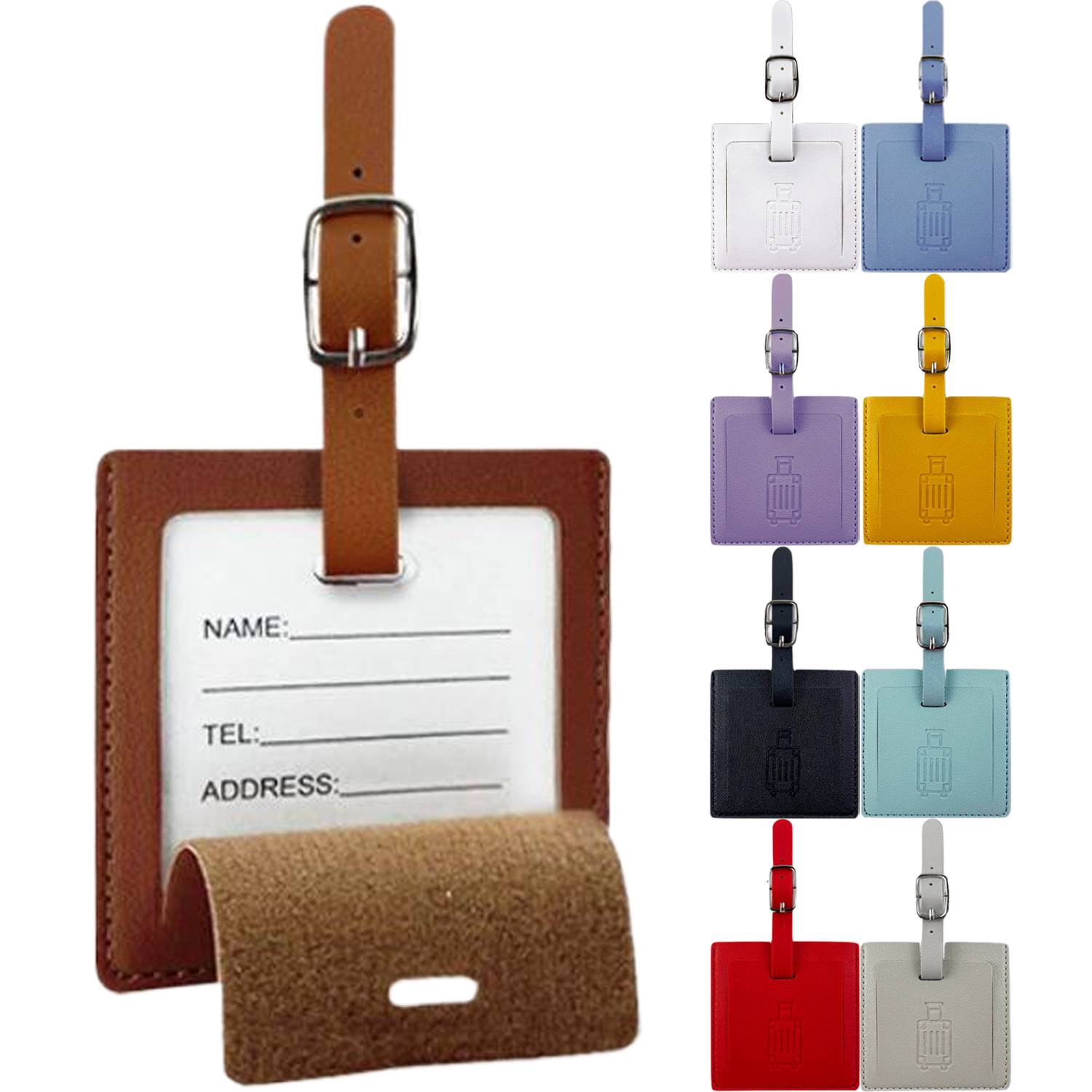 PU Leather Square Flip Cover Luggage Tag 13