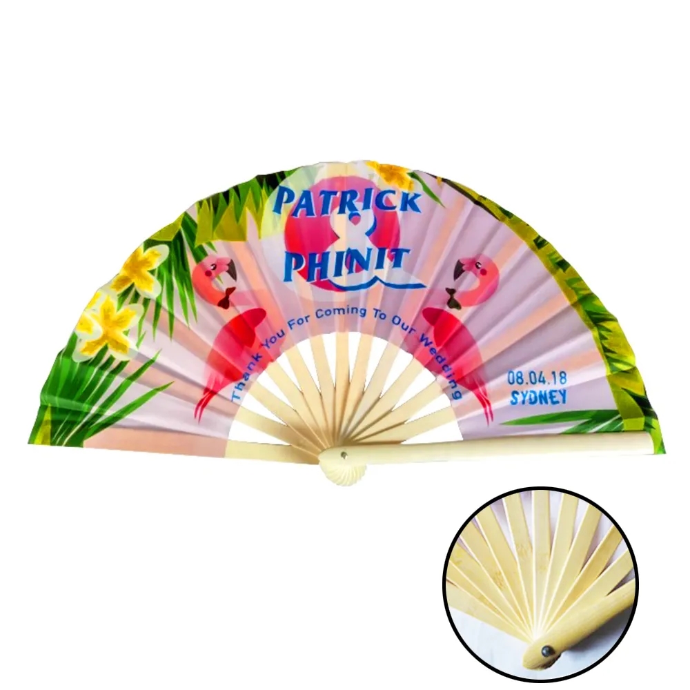 Bamboo and fabric Folding Hand Fan 2