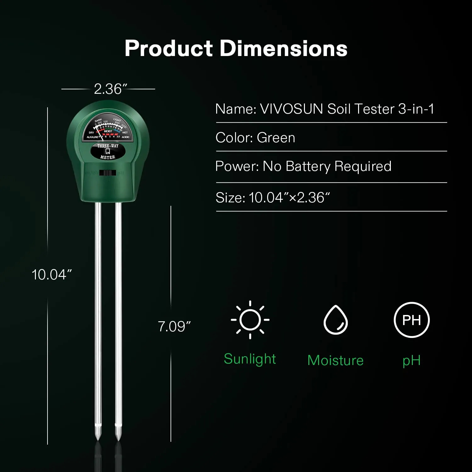 3-in-1 Soil Moisture/Light/pH Meter 9