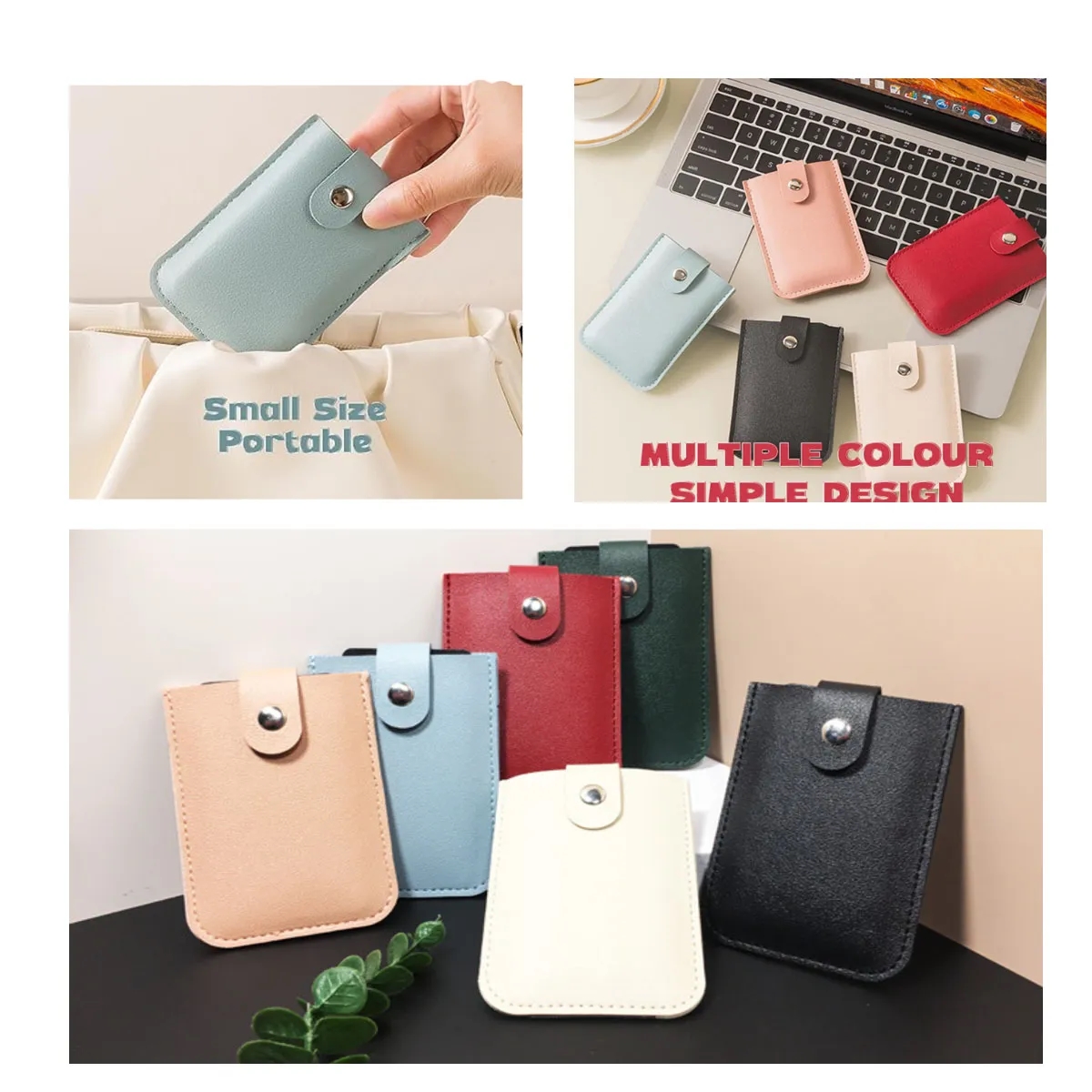 PU Leather Stackable Pull-Out Slim Casual Card Holder 5