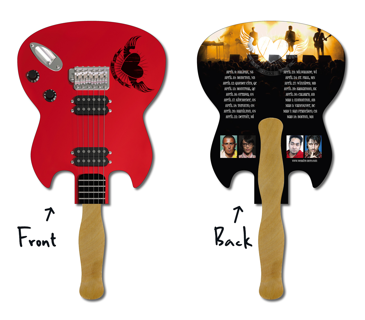 Hand Fan - 6.5x8 Laminated Guitar Shape Laminated - 14 pt. 2