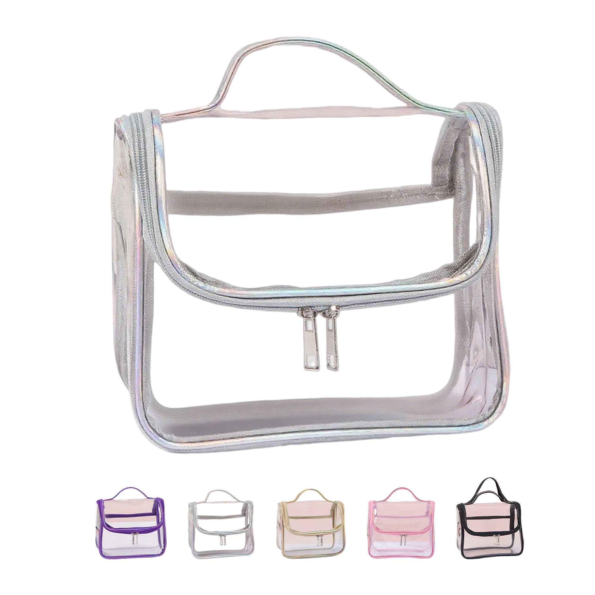 Clear PVC Travel Tote Waterproof Carry Handle 9.1" By 4.7" By 7.5" 6