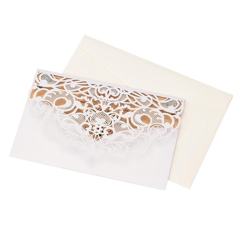 4 7/10" x 7"- Full Color Imprint Laser Cut Wedding Invitati 3