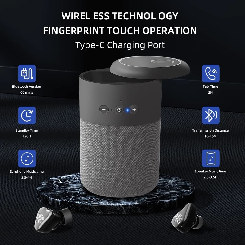 Mini Small Bluetooth Speaker With Earbuds 2 In 1 4