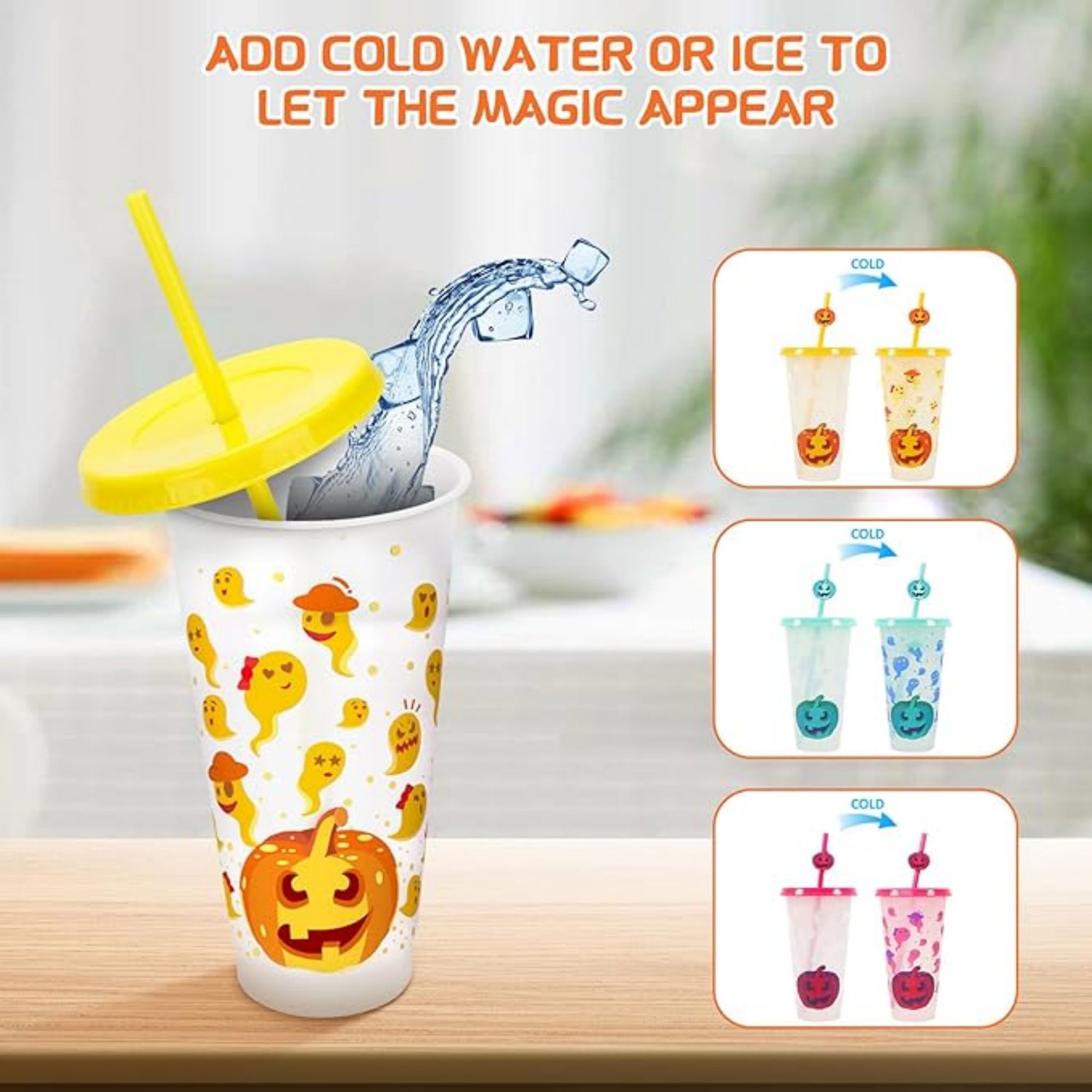 3-Pack 24 oz Halloween Color Changing Cups 2