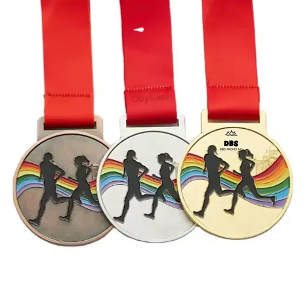 Metal Gold Winner Award with Ribbons for Sports