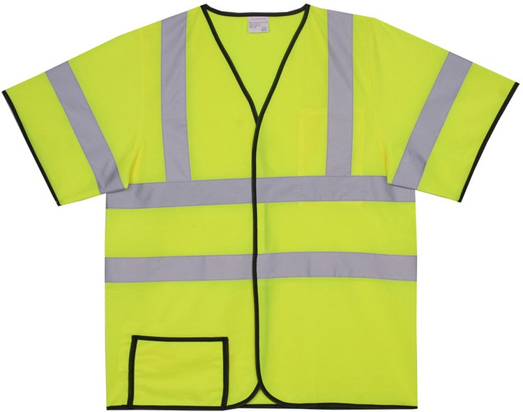 Polyester Yellow Solid Safety Short Sleeve Jersey SV185