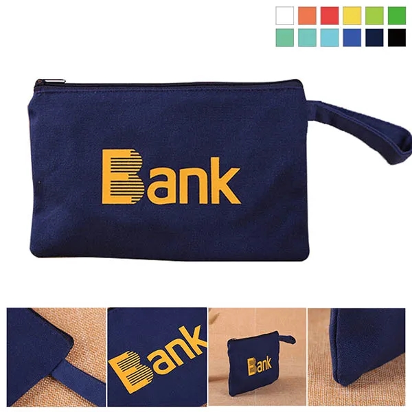 Custom Zip Cotton Canvas Pouch-5"x7-1/4", custom tote bag with logo imprint 2
