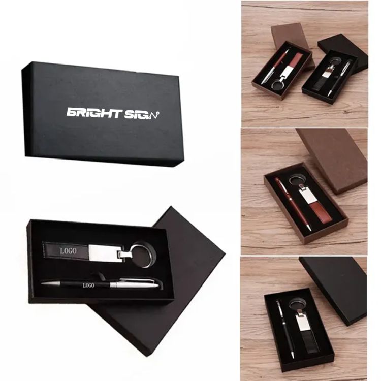 Leather & Pen Gift Set with Keychain 1